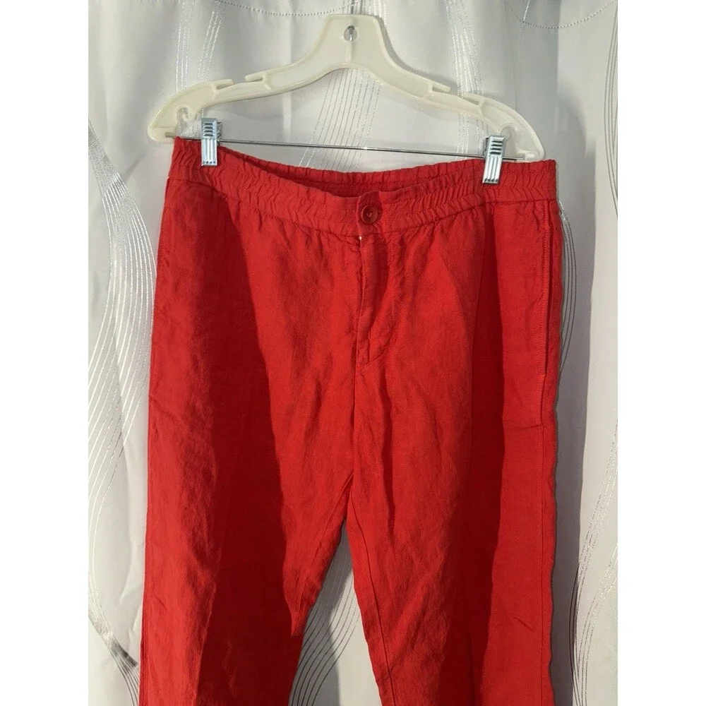 Vilebrequin Collection Men's Red Solid Casual Pants Flat Front Button Pockets
